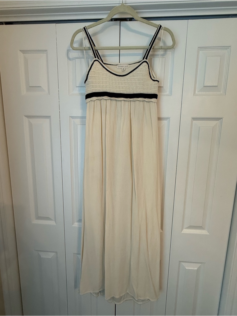 Sincerely Jules Cream Maxi Dress with Black Trim